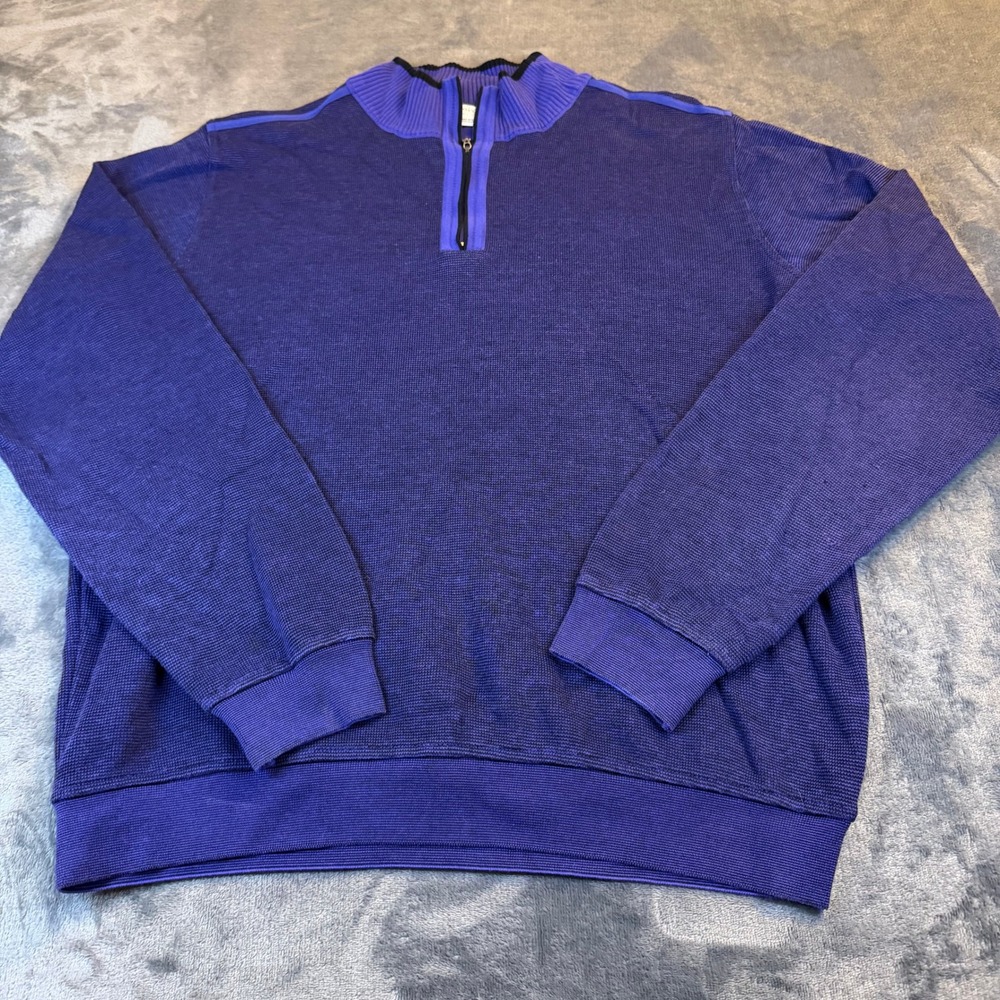 St Croix Collections Purple Quarter Zip Knit Sweater USA Made Mens Large